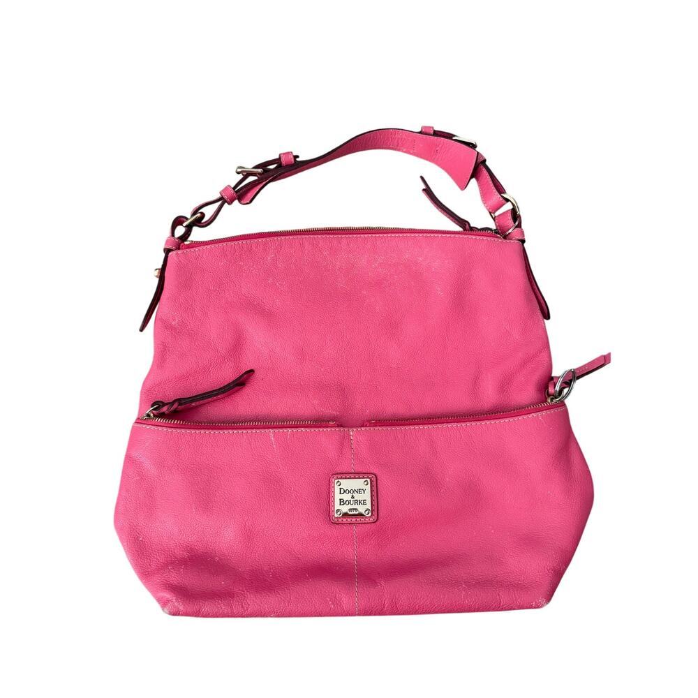 Dooney & Bourke Hobo Bag Pebbled Leather Dillen Double Pocket Pink